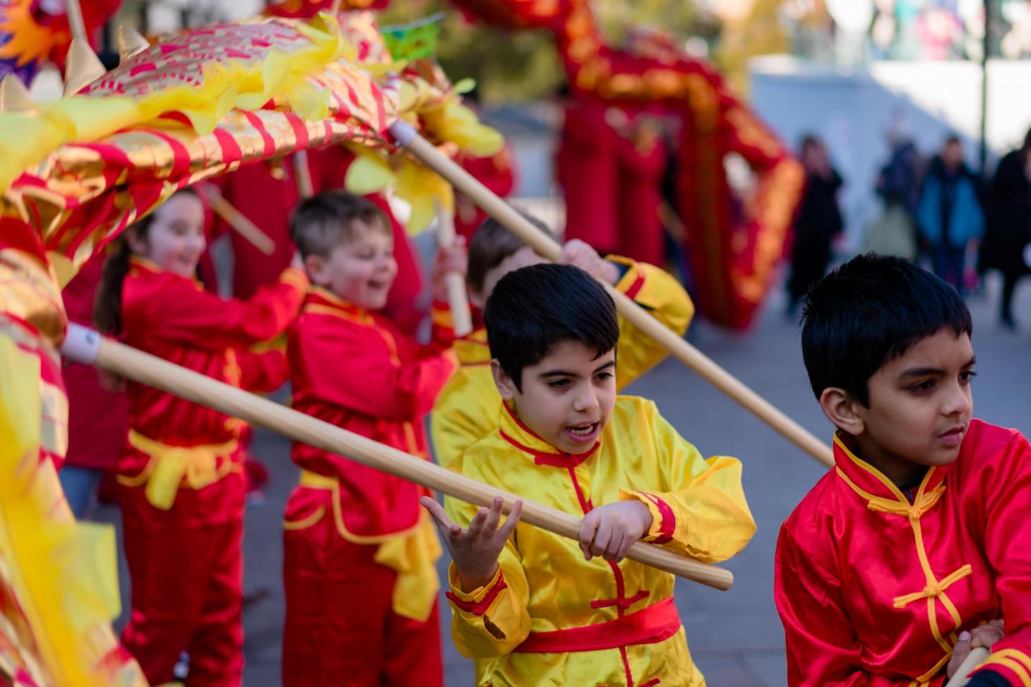 Children performing a Dragon Dance